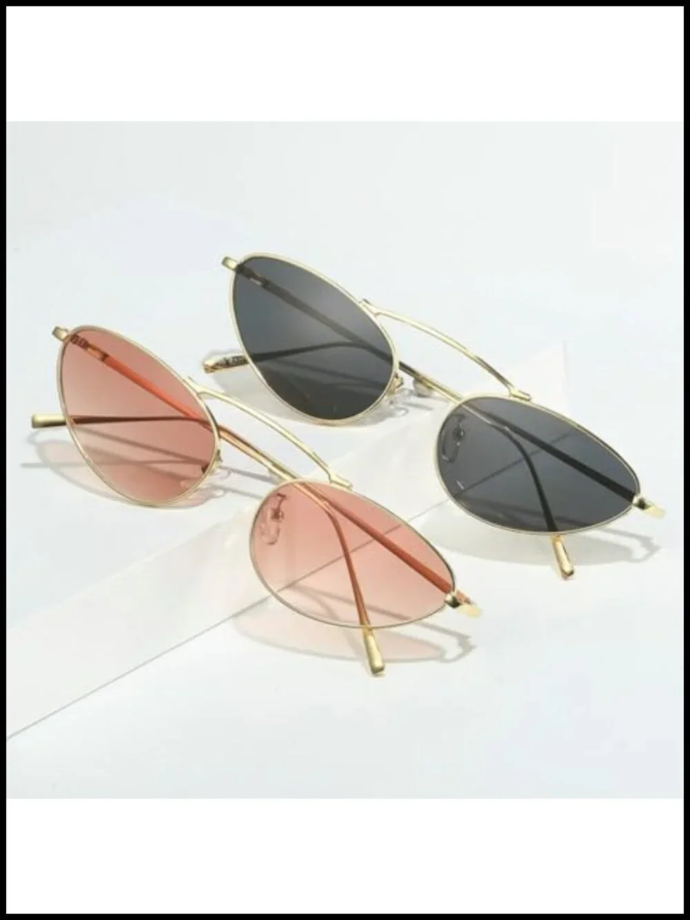 Vintage Small Oval Cat Eye Sunglasses with UV400 Protection Metal Frame